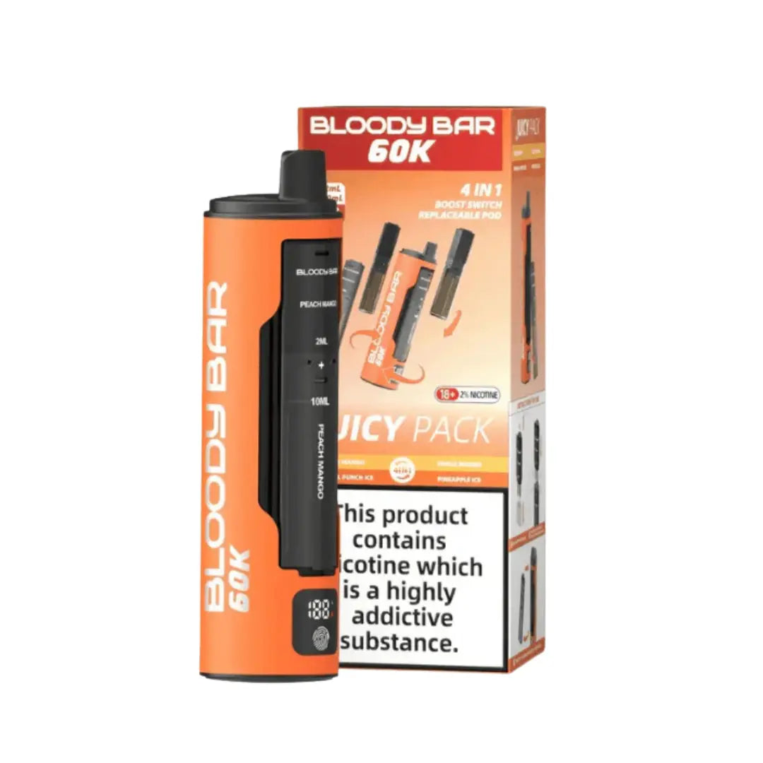 Bloody Bar 60k Pod Vape Kit in Juicy Pack Flavour, Offering Up to 60000 Puffs