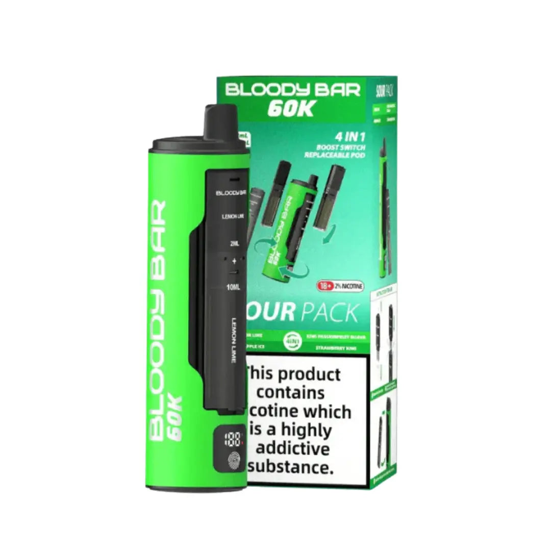 Bloody Bar 60k Pod Vape Kit in Sour Pack Flavour, Offering Up to 60000 Puffs