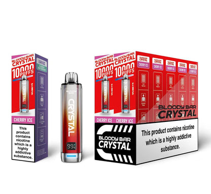 Bloody Bar Crystal 10K Puff Prefilled Pod Kit Box of 10, Cherry Ice Flavour