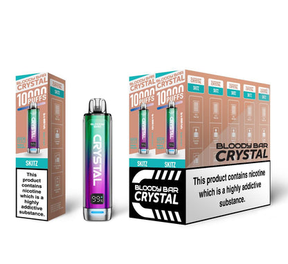 Bloody Bar Crystal 10K Puff Prefilled Pod Kit Box of 10, Skitz Flavour