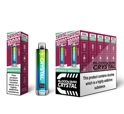 Bloody Bar Crystal 10K Puff Prefilled Pod Kit Box of 10, Watermelon Ice Flavour