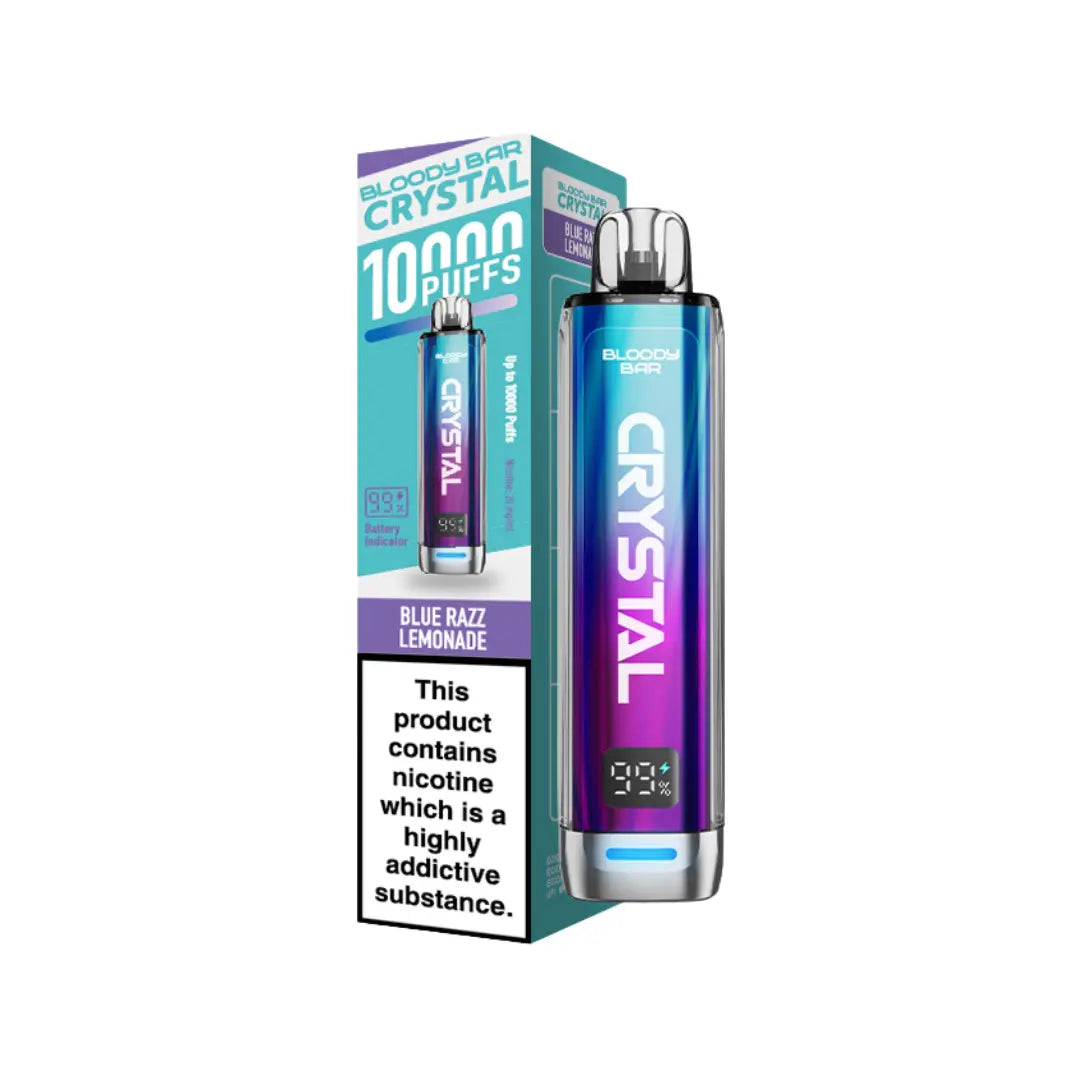 Bloody Bar Crystal 10K Vape Kit Blue Razz Lemonade Flavour 