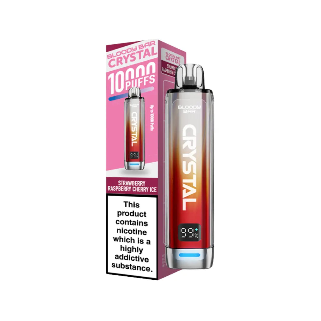 Bloody Bar Crystal 10K Vape Kit Strawberry Raspberry Cherry Ice Flavour 