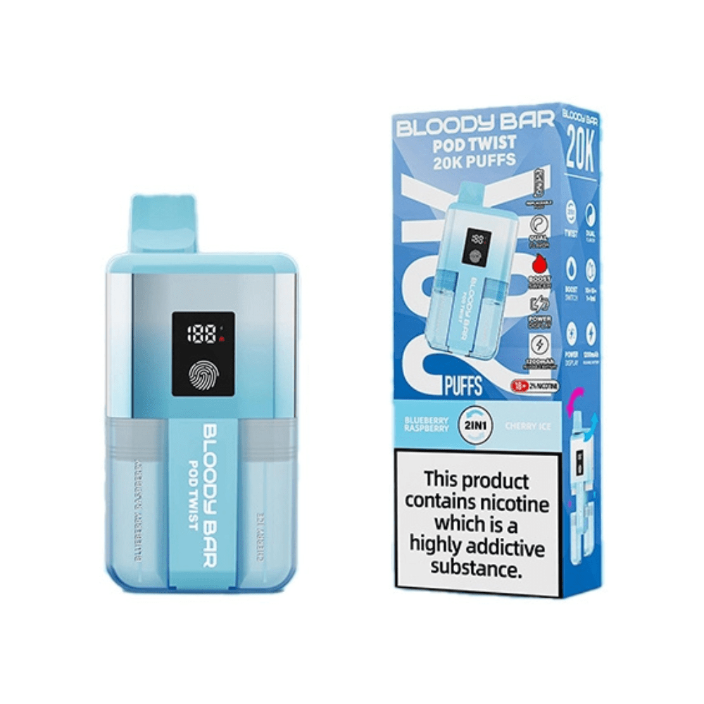 Bloody Bar Pod Twist 20K Prefilled Pod Kit Box of 5, Blueberry Raspberry, Cherry Ice Flavour