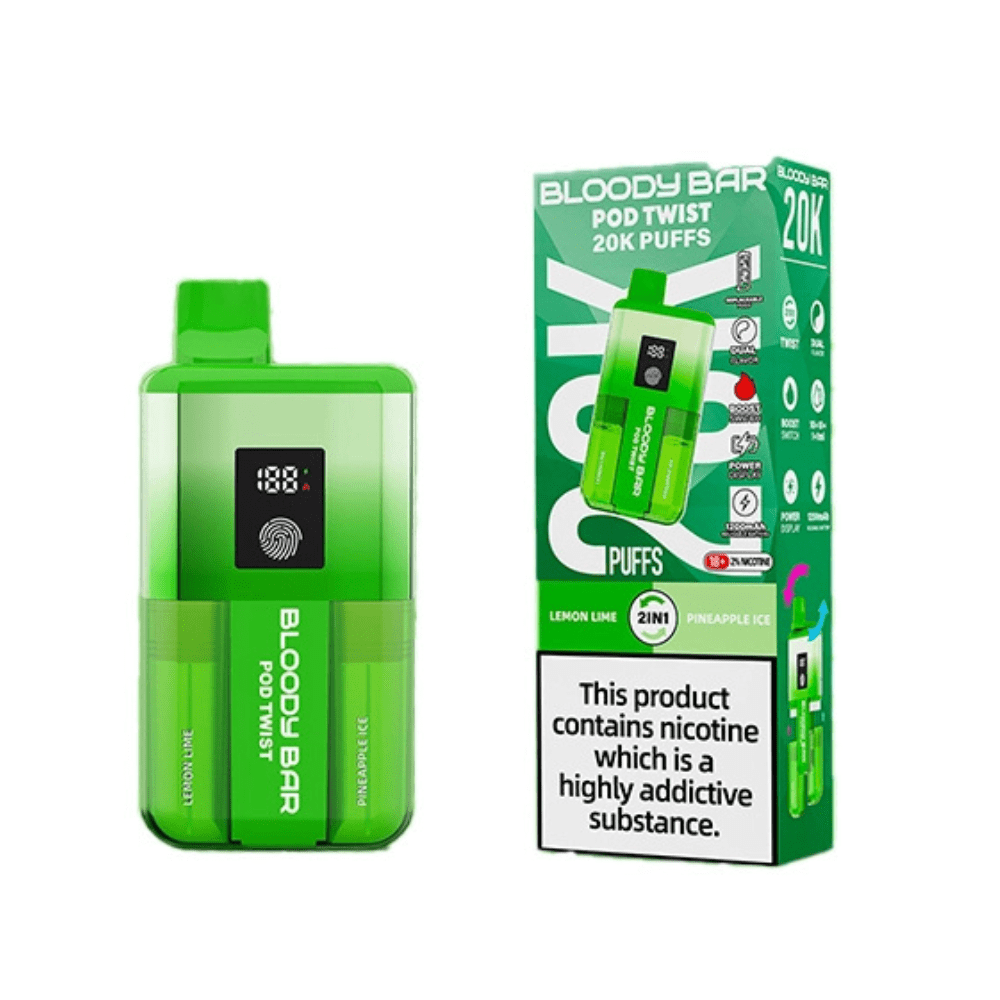 Bloody Bar Pod Twist 20K Prefilled Pod Kit Box of 5, Lemon Lime, Pineapple Ice Flavour