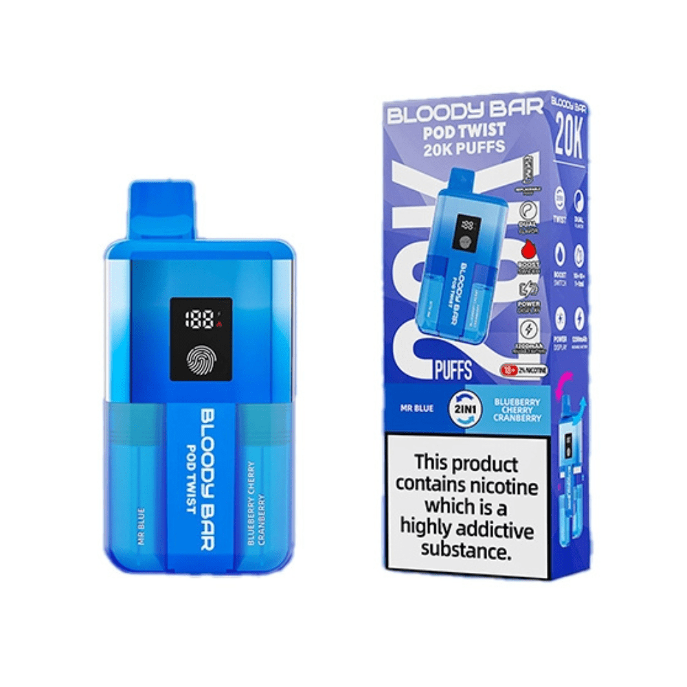 Bloody Bar Pod Twist 20K Prefilled Pod Kit Box of 5, Mr Blue, Blueberry Raspberry Flavour