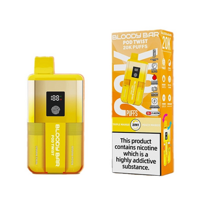 Bloody Bar Pod Twist 20K Prefilled Pod Kit Box of 5, Triple Mango, Peach Mango Flavour