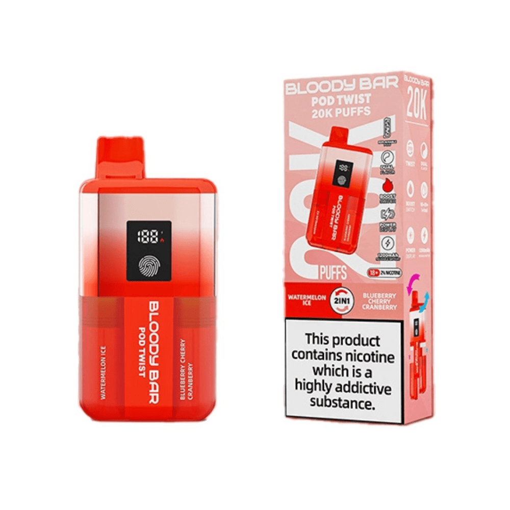 Bloody Bar Pod Twist 20K Prefilled Pod Kit Box of 5, Watermelon Ice, Blueberry Cherry Cranberry Flavour
