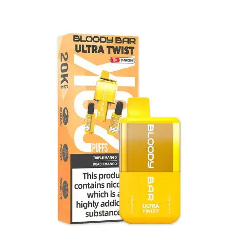 Bloody Bar Ultra Twist 20000 Prefilled Vape Pod Kit Box of 5, Triple Mango, Peach Mango Flavour