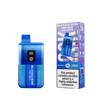 Bloody Bar Ultra Twist 20K Pod twist 2 in 1 Flavours - Blue Razz Ice - Blueberry Raspberry