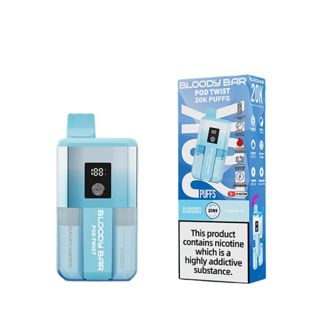 Bloody Bar Ultra Twist 20K Pod twist 2 in 1 Flavours - Blueberry Raspberry - Cherry Ice 