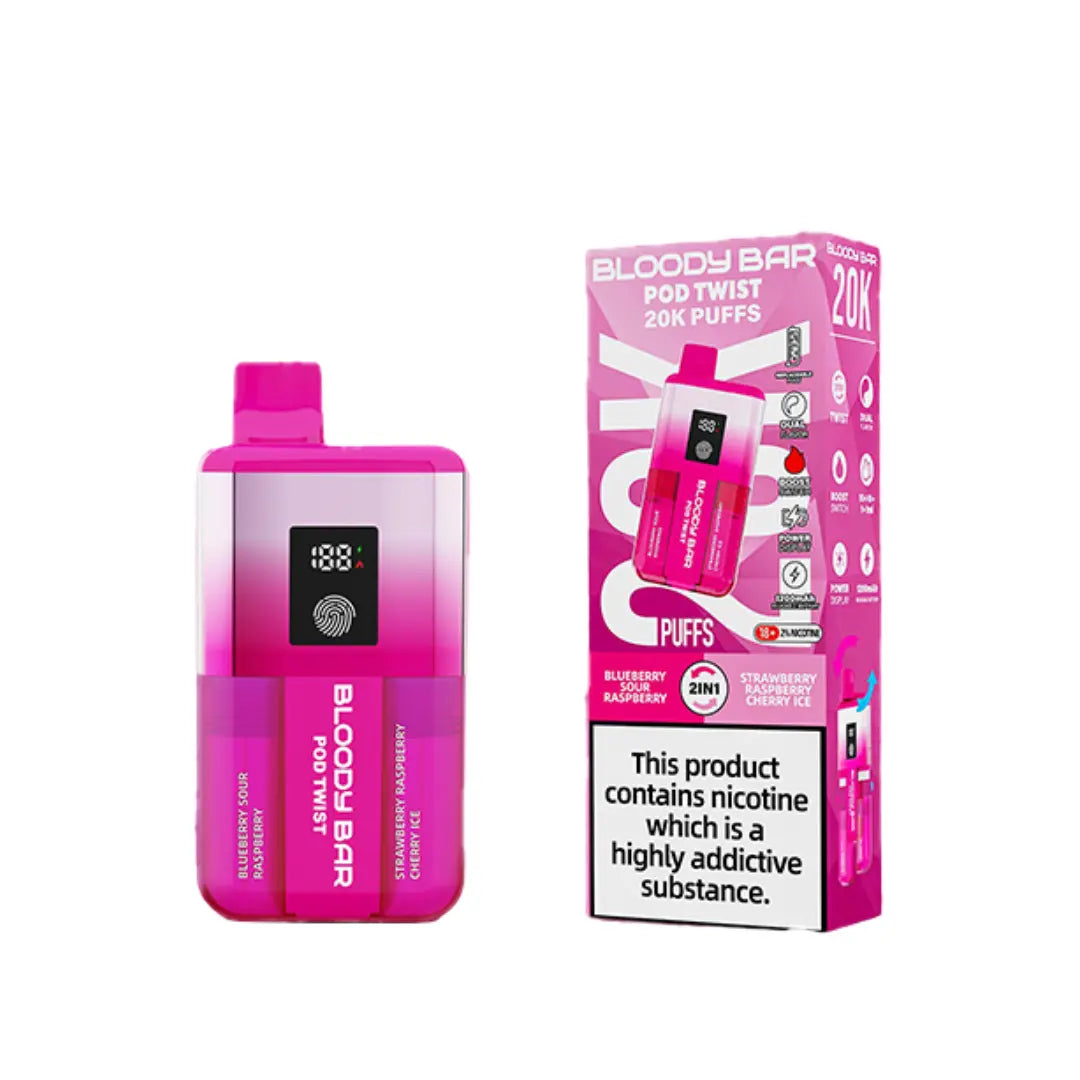Bloody Bar Ultra Twist 20K Pod twist 2 in 1 Flavours - Blueberry Sour Raspberry - Strawberry Raspberry Cherry Ice