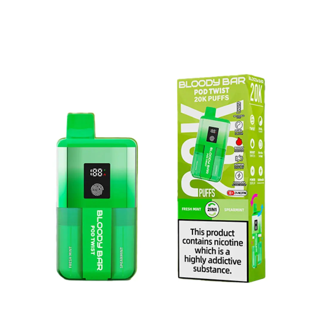 Bloody Bar Ultra Twist 20K Pod twist 2 in 1 Flavours - Fresh Mint - Spearmint