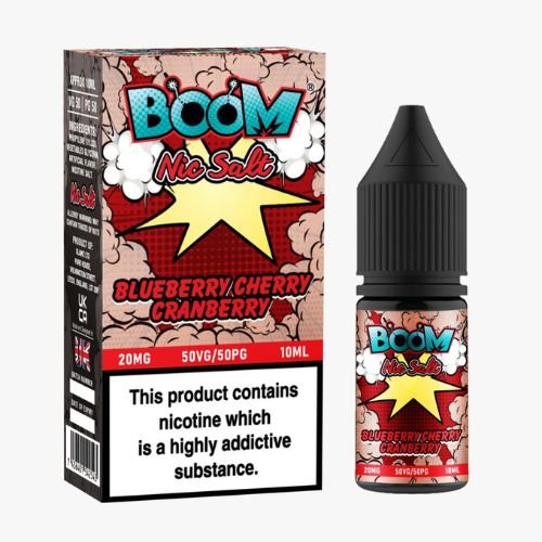 Boom Nic Salt 10ml Pack of 5 Available In Blueberry Cherry Cranberry Flavour 