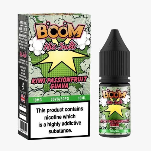 Boom Nic Salt 10ml Pack of 5 Available In Kiwi Passionfruit Guava Flavour  