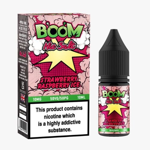 Boom Nic Salt 10ml Pack of 5 Available In Strawberry Raspberry Ice Flavour 