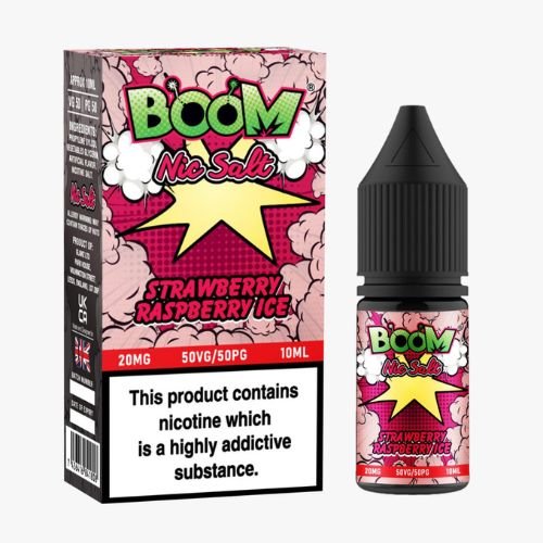 Boom Nic Salt 10ml Pack of 5 Available In Strawberry Raspberry Ice Flavour 