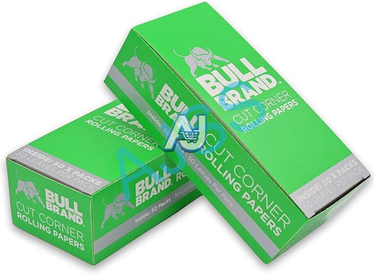 Bull Brand Green Cut Corner Rolling Papers 50 Pack, Aj Super Store