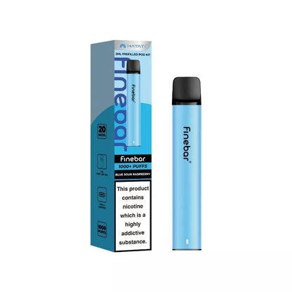 Hayati Finebar 1000 Puff Pod Kit Blue Sour Raspberry Flavour with 500mAh Built-in Battery with replaceable 2ml Prefilled Pod
