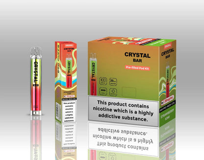 Crystal Bar Original 600 Prefilled Pod Kit Pack of 10, Strawberry Kiwi Flavour