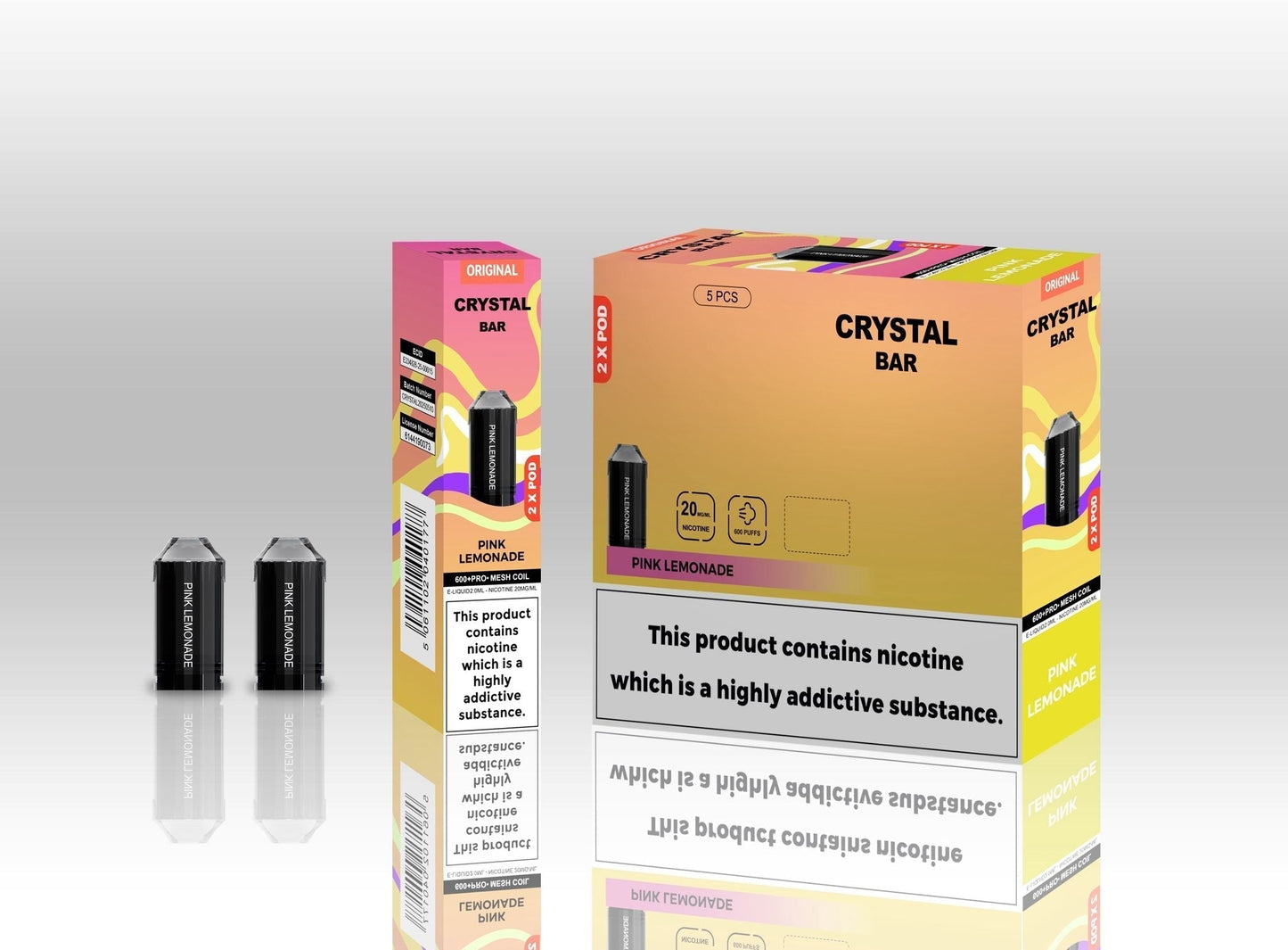 Crystal Bar Original 600 Replacement Pods Pack of 10 - Wholesale Price !