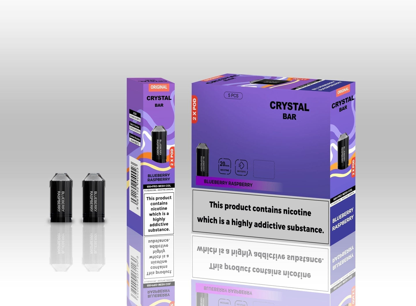 Crystal Bar Original 600 Replacement Pods Pack of 10 - Wholesale Price !