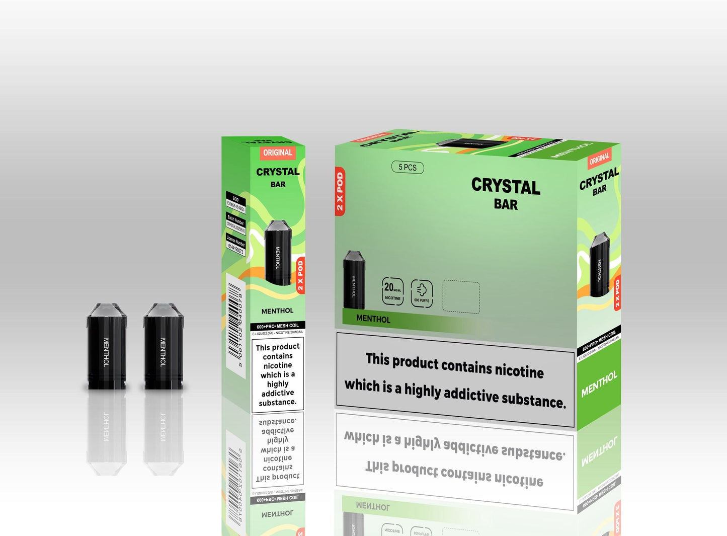 Crystal Bar Original 600 Replacement Pods Pack of 10 - Wholesale Price !