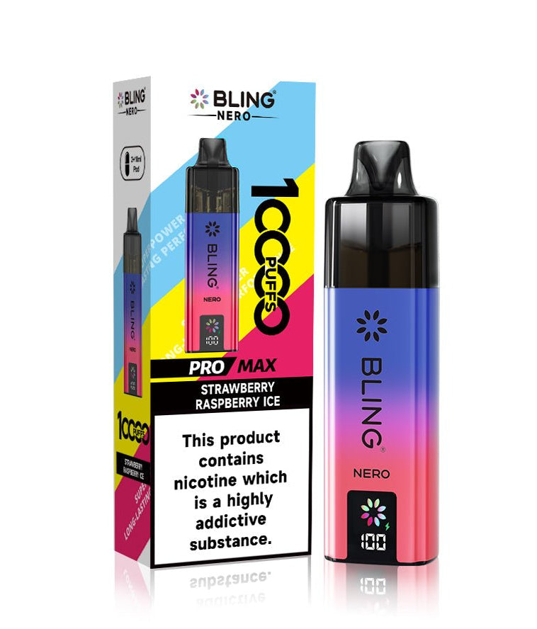 Crystal Bling Nero 10k Vape Kit Box of 5 Strawberry Raspberry