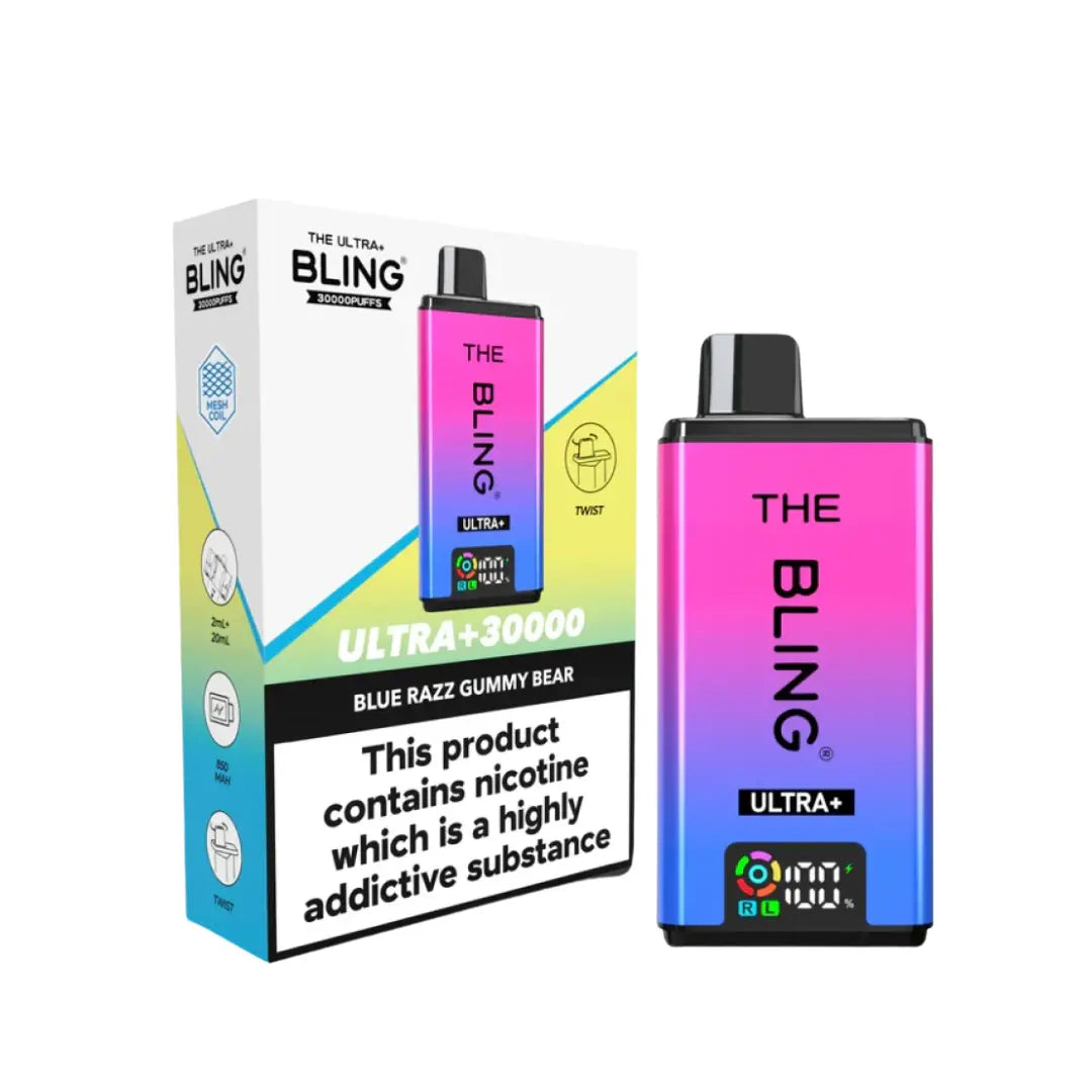 Crystal Bling Ultra Plus 30K Vape Kit Blue Razz Gummy Bear Flavour 