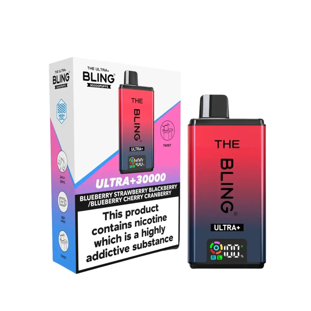 Crystal Bling Ultra Plus 30K Vape Kit blueberry strawberry blackberry & blueberry cherry cranberry flavours