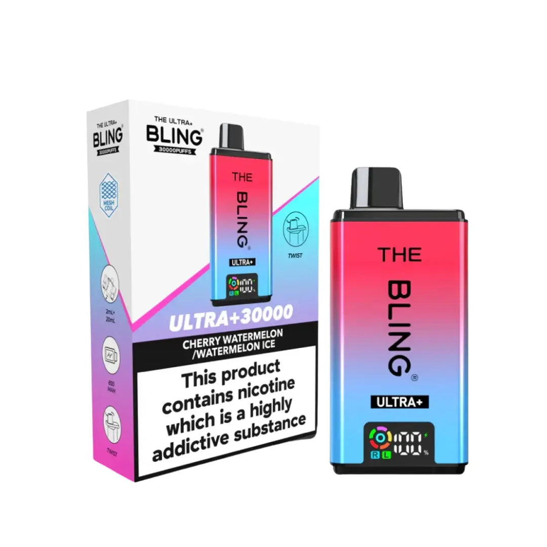 Crystal Bling Ultra Plus 30K Vape Kit cherry watermelon & watermelon ice flavours 