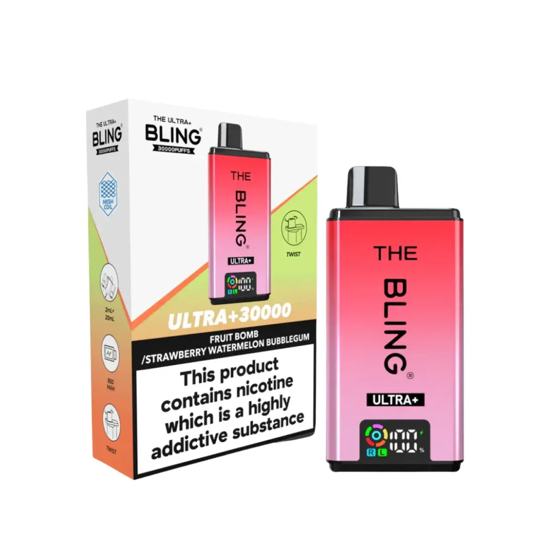 Crystal Bling Ultra Plus 30K Vape Kit fruit bomb & strawberry watermelon bubblegum flavours 