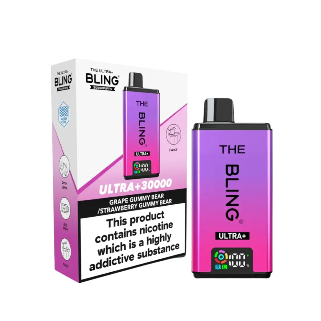 Crystal Bling Ultra Plus 30K Vape Kit grape gummy bear & strawberry gummy bear flavours