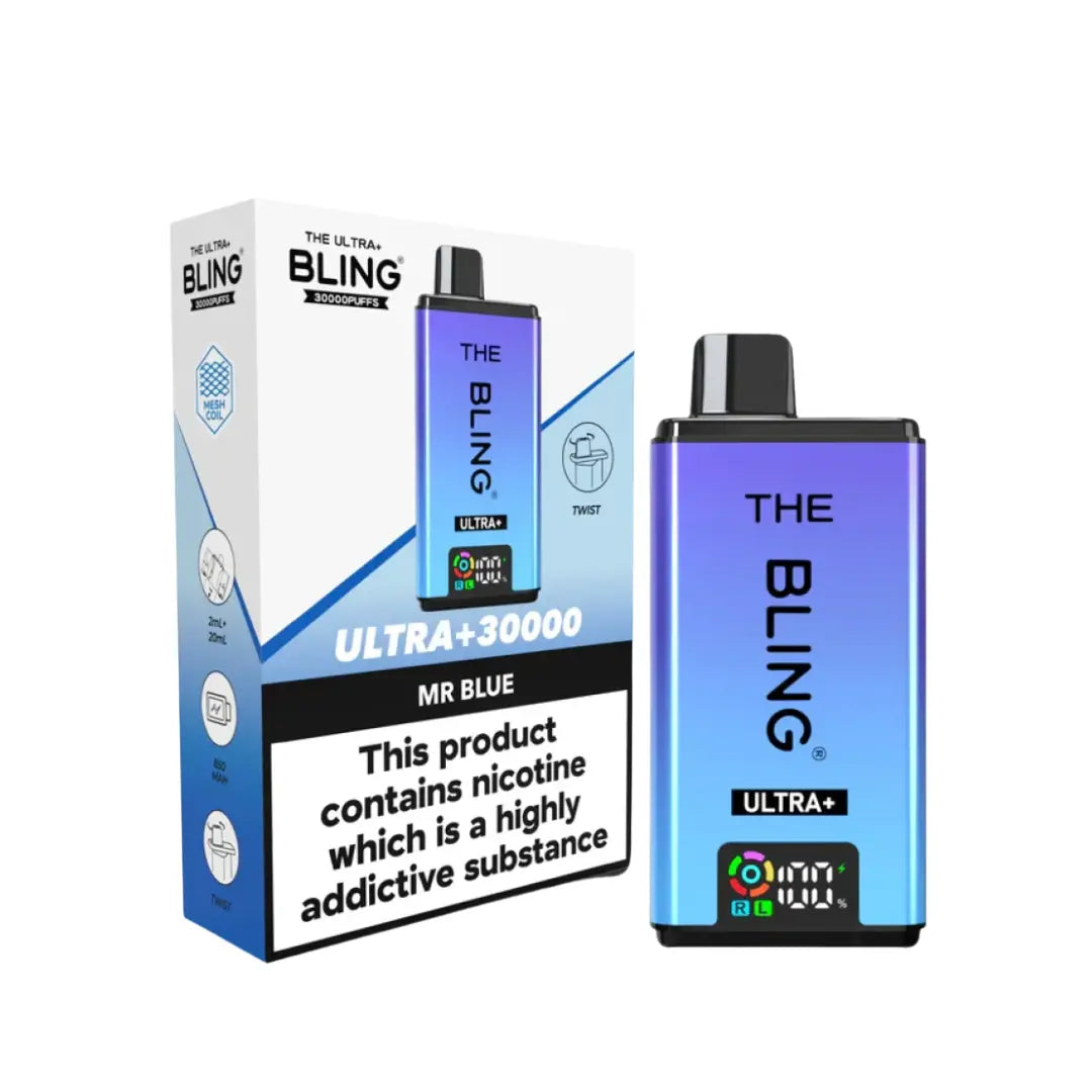 Crystal Bling Ultra Plus 30K Vape Kit mr blue flavour 