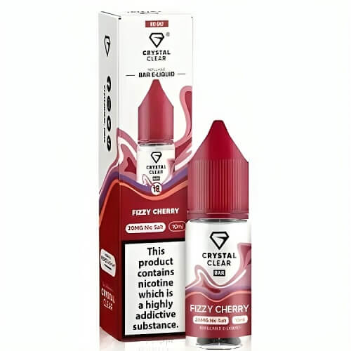 Crystal Clear Nic Salt 10ml Pack of 10, Fizzy Cherry Flavour 