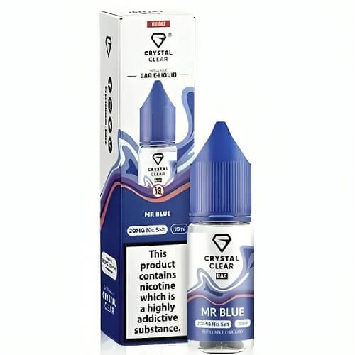 Crystal Clear Nic Salt 10ml Pack of 10, Mr Blue Flavour 