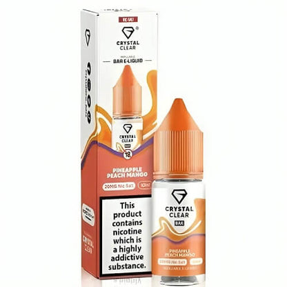Crystal Clear Nic Salt 10ml Pack of 10, Pineapple Peach Mango Flavour 