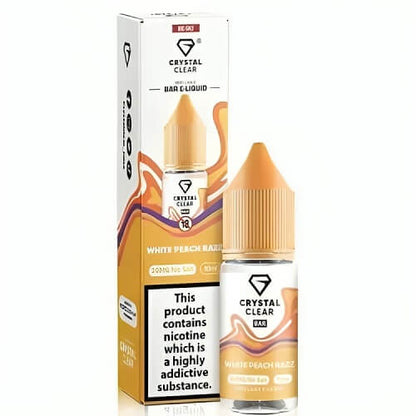 Crystal Clear Nic Salt 10ml Pack of 10, White Peach Razz Flavour 