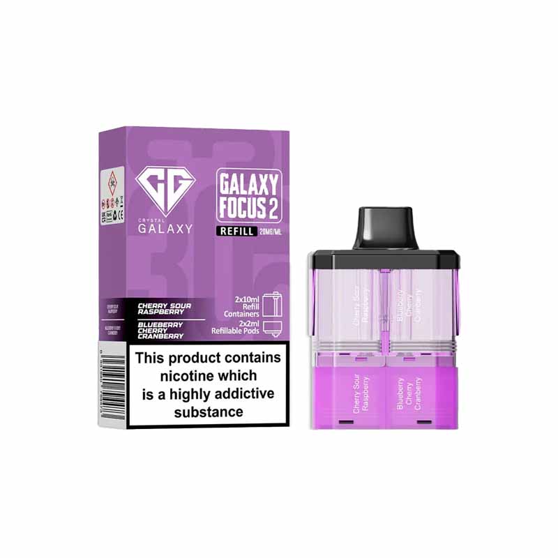 Crystal Galaxy Focus 2 30K Prefilled Replacement Pod, Cherry Sour Raspberry, Blueberry Cherry Cranberry Flavour