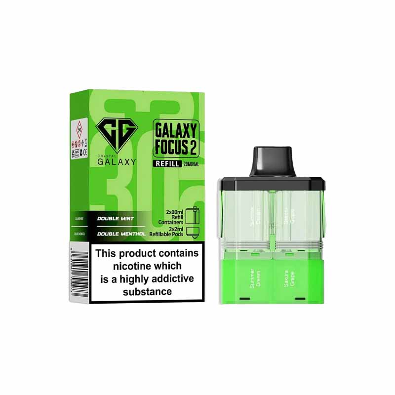 Crystal Galaxy Focus 2 30K Prefilled Replacement Pod, Double Mint, Double Menthol Flavour