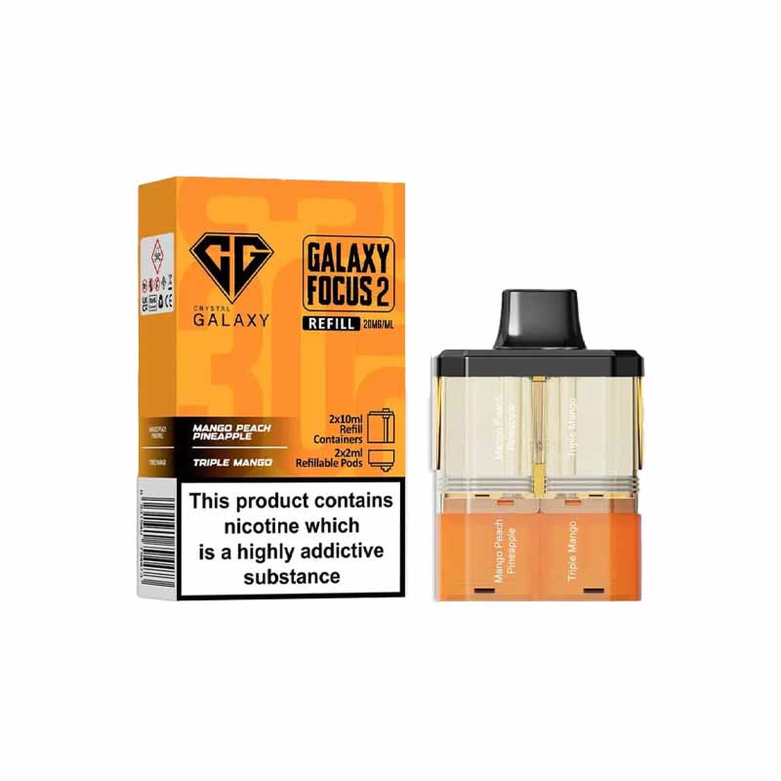 Crystal Galaxy Focus 2 30K Prefilled Replacement Pod, Mango Peach Pineapple, Triple Mango Flavour