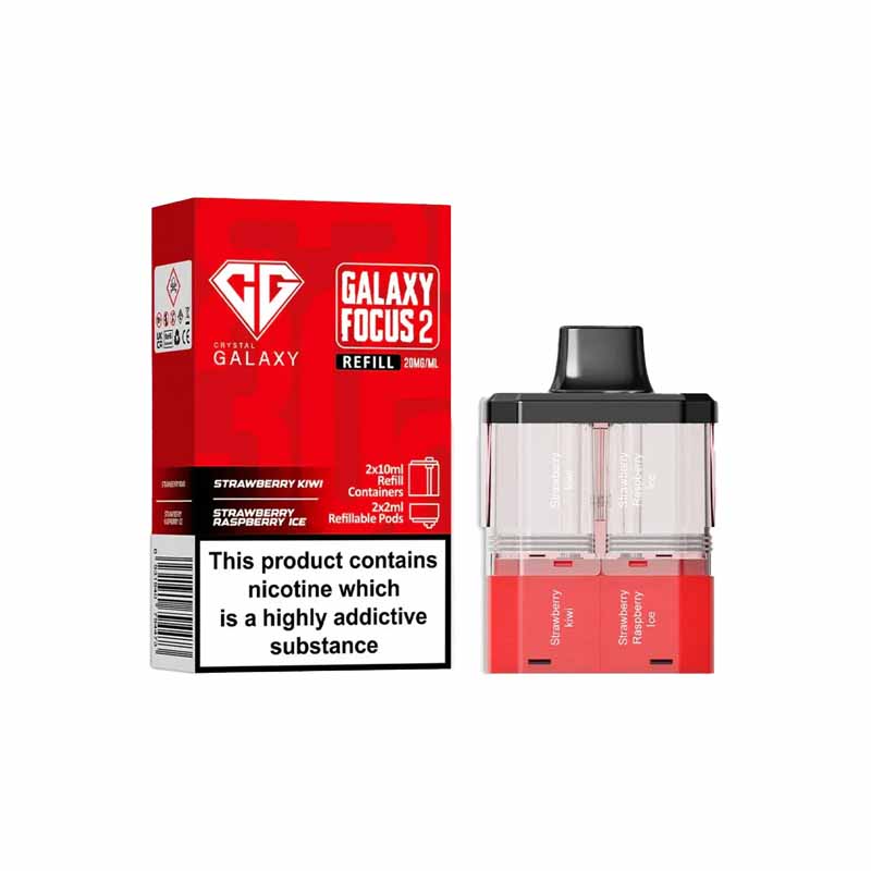Crystal Galaxy Focus 2 30K Prefilled Replacement Pod, Strawberry Kiwi, Strawberry Raspberry Ice Flavour