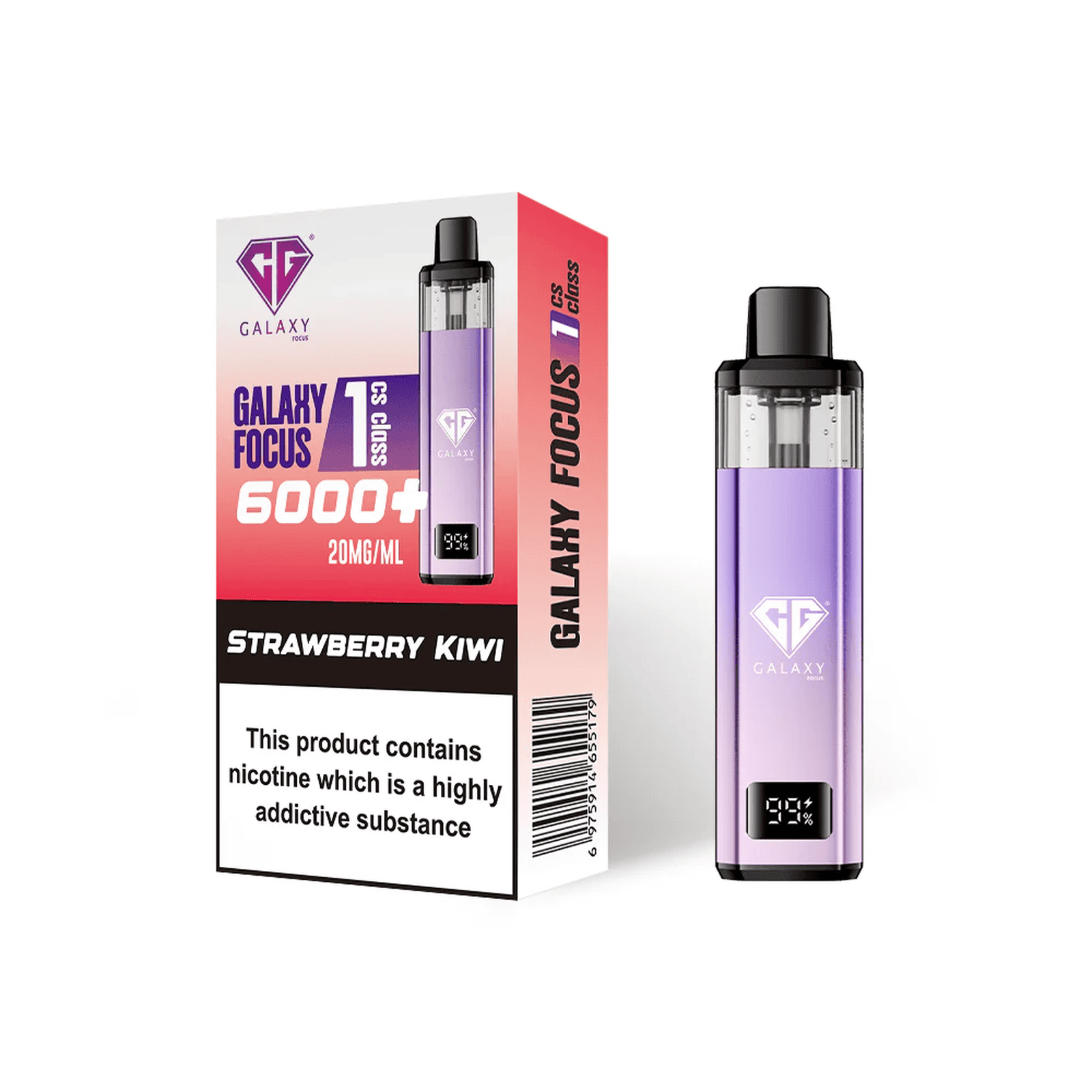 Crystal Galaxy Focus 6000 Vape Kit Box of 5 - Strawberry Kiwi - vapeukwholesale