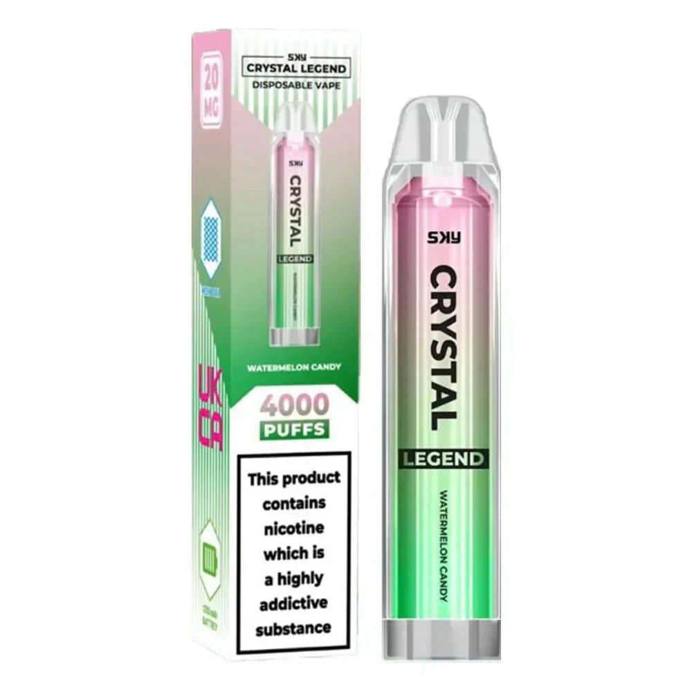 Crystal Legend 4000 Puffs Prefilled Vape Pod Box of 10, Watermelon Candy Flavour