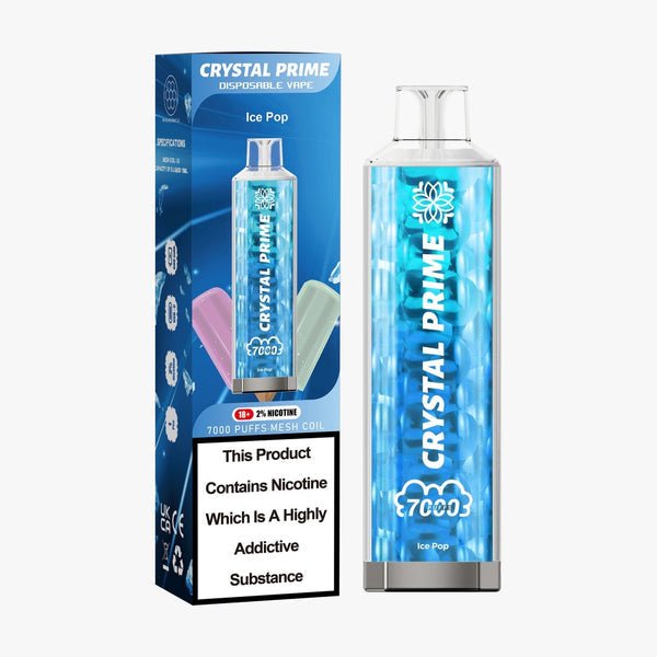 Crystal Prime 7000 Puff Disposable Vape Box of 10 - Flavour Ice Pop