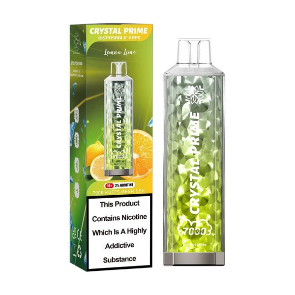 Crystal Prime 7000 Puff Disposable Vape Box of 10 - Flavour Lemon Lime