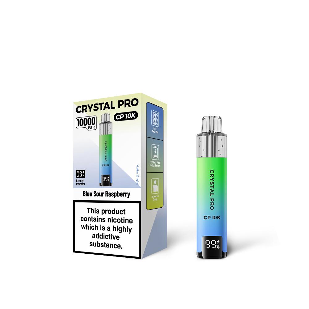 Crystal Pro 10000 CP10K Prefilled Pod Kit Box of 5, Blue Sour Raspberry Flavour