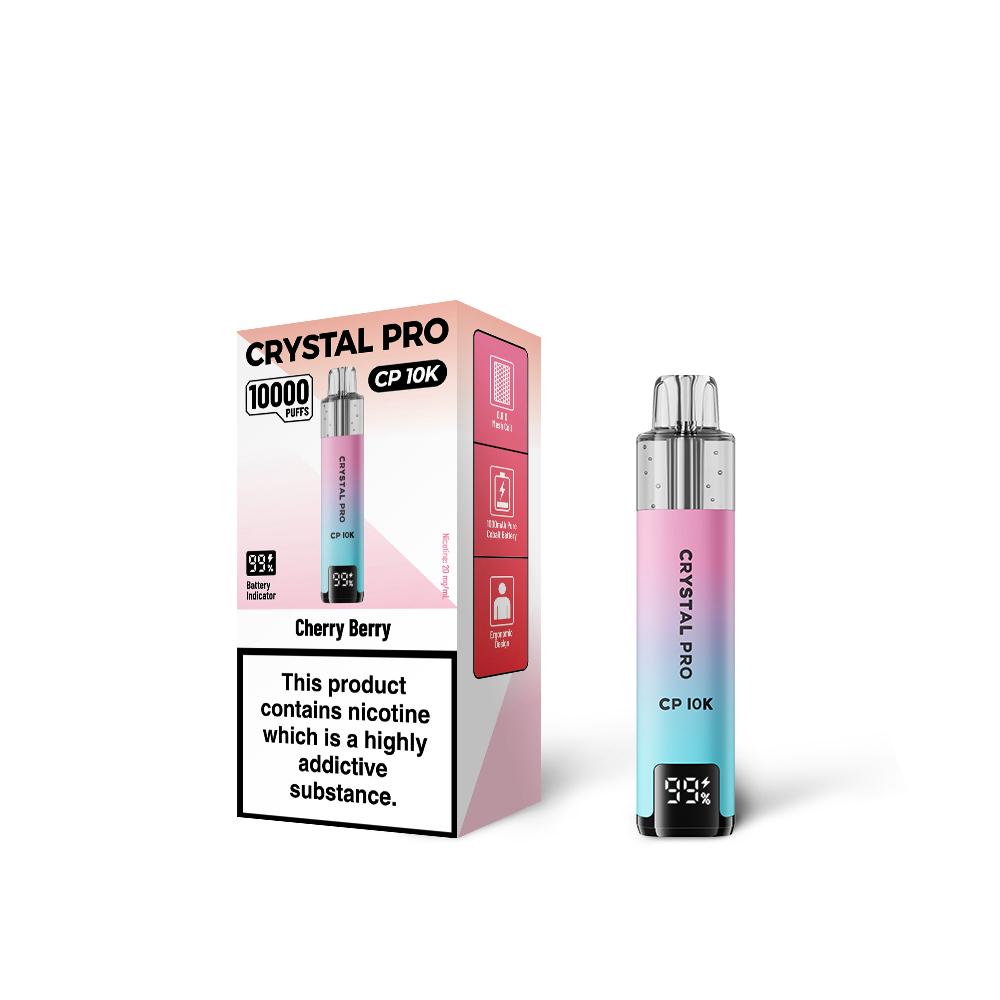 Crystal Pro 10000 CP10K Prefilled Pod Kit Box of 5, Cherry Berry Flavour