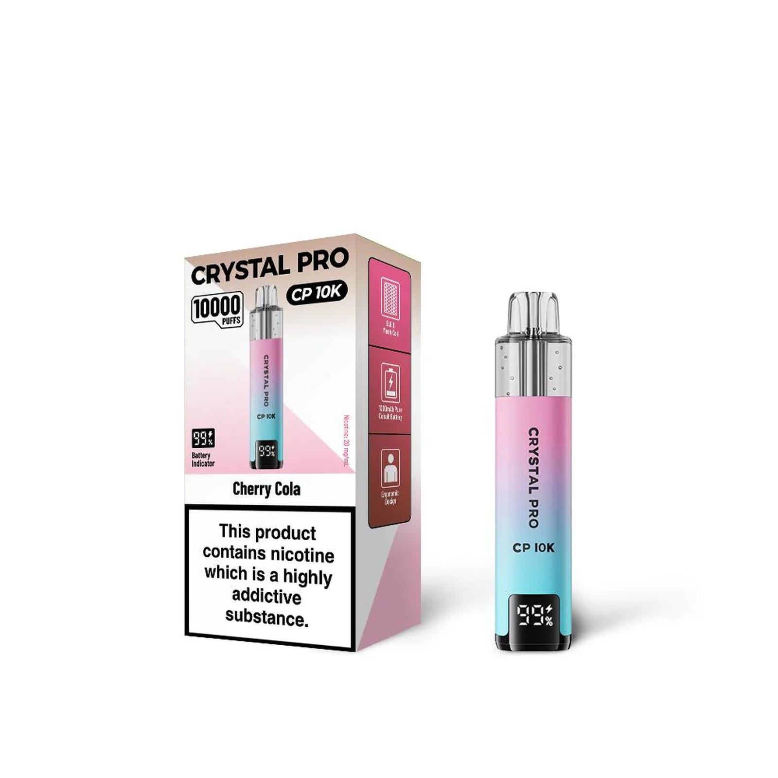 Crystal Pro 10000 CP10K Prefilled Pod Kit Box of 5, Cherry Cola Flavour