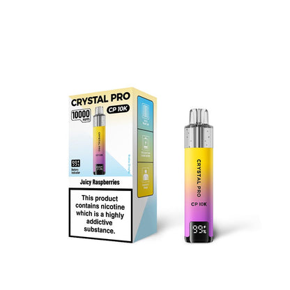 Crystal Pro 10000 CP10K Prefilled Pod Kit Box of 5, Juicy Raspberries Flavour